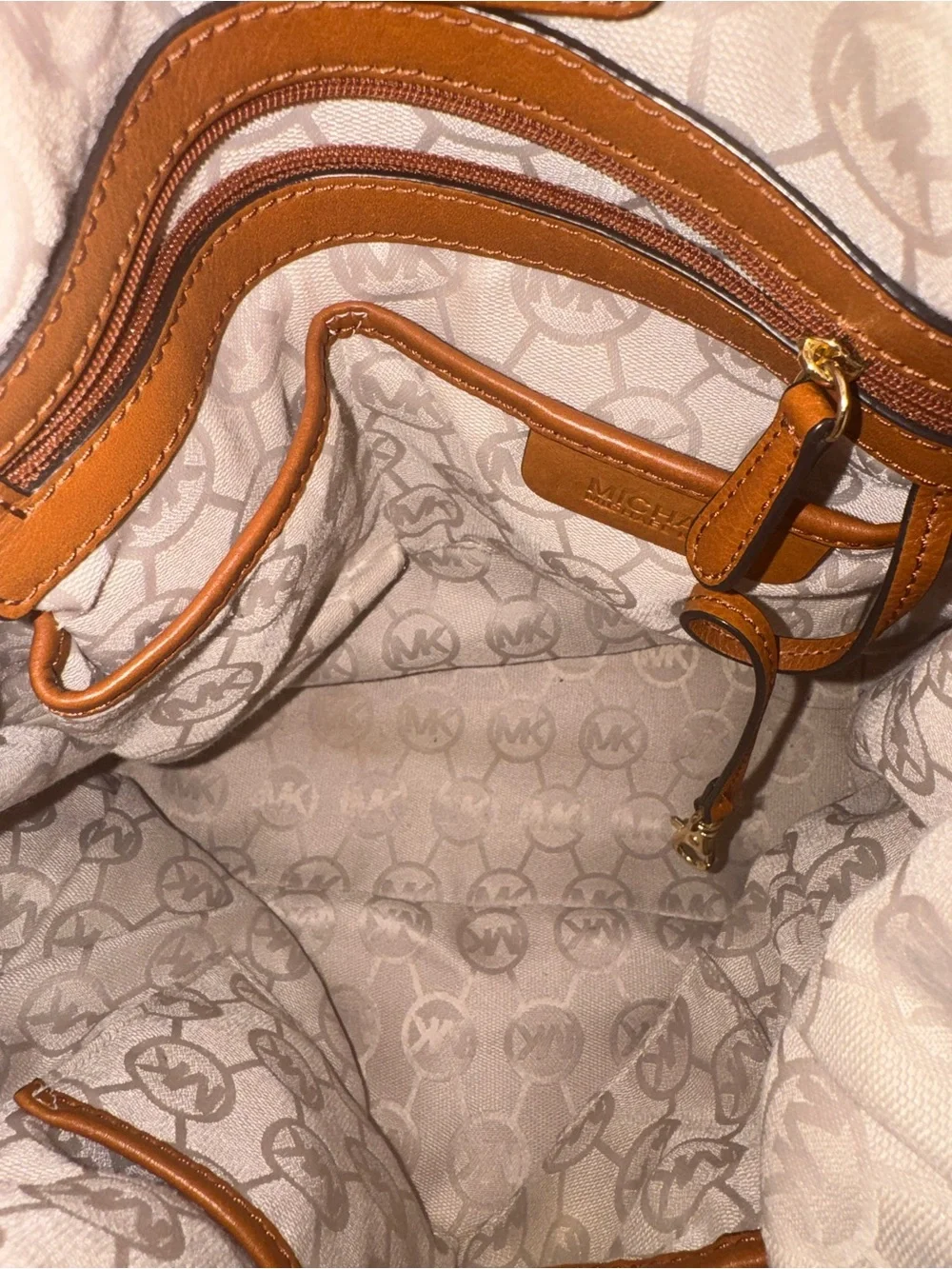 Michael Kors Yellow and White Striped Canvas Tote with Rope Handles